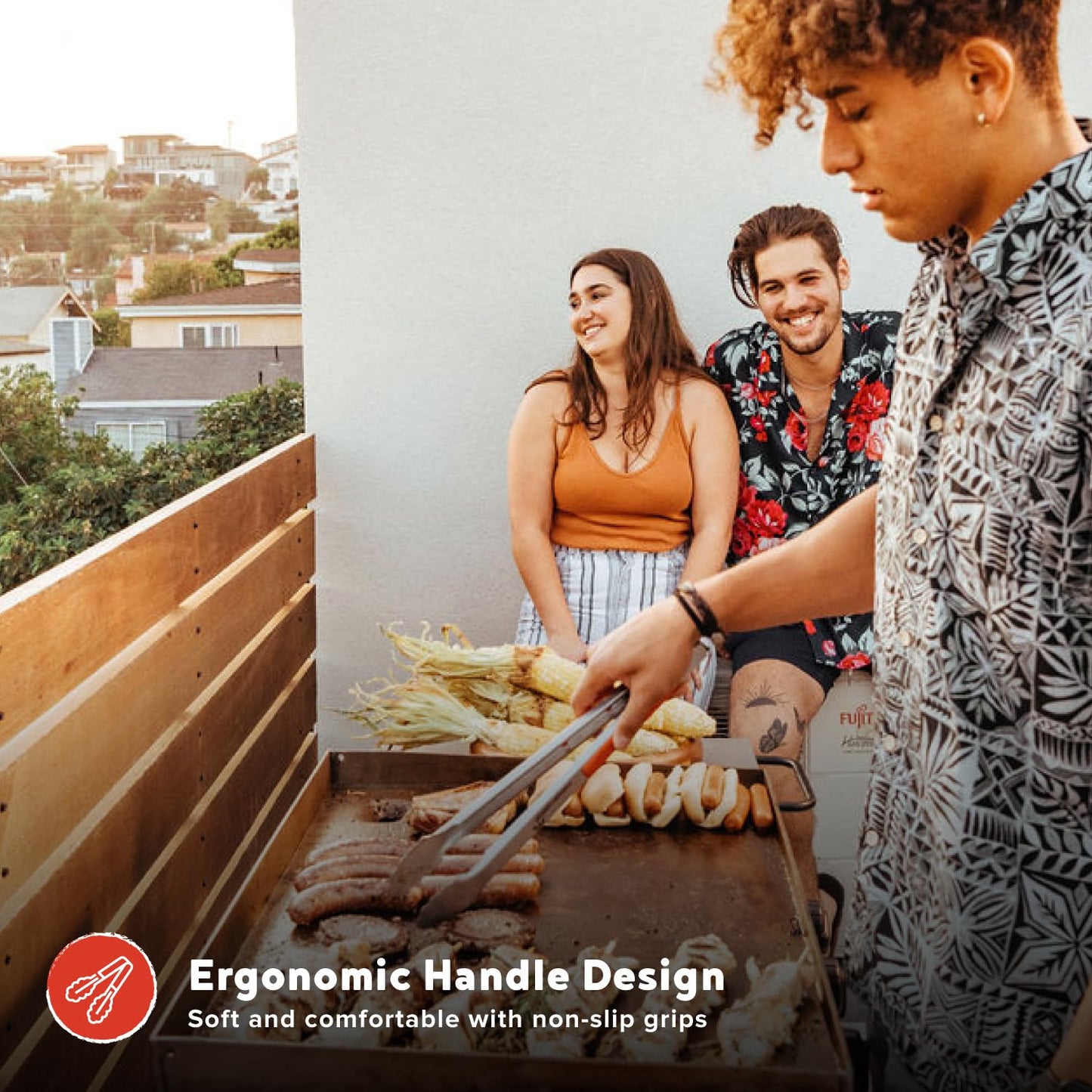 16" Extra-Long Stainless Steel Grill Tongs – Premium Locking BBQ Tongs for Grilling, Cooking, Barbecue, Tailgating – Easy Grip with Hanging Hook, Model 530-0103P