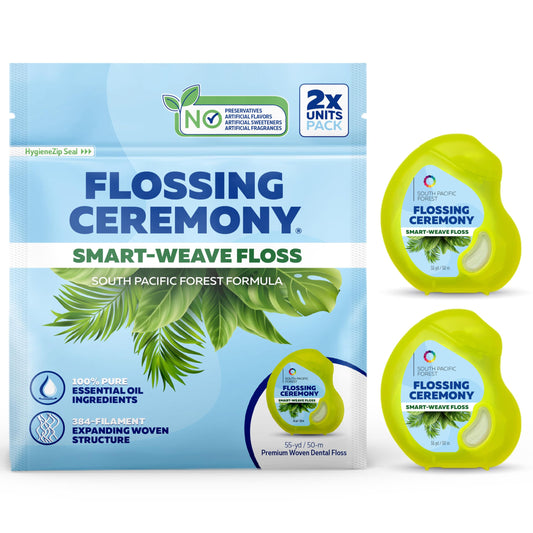 FlossingCeremony | Expanding Woven Dental Floss | Smart-Weave Floss | Vegan | Natural | Non-Toxic & PFAS Free | Eucalyptus & Manuka | Hilo Dental para Dientes | 55 Yards x 2 Units