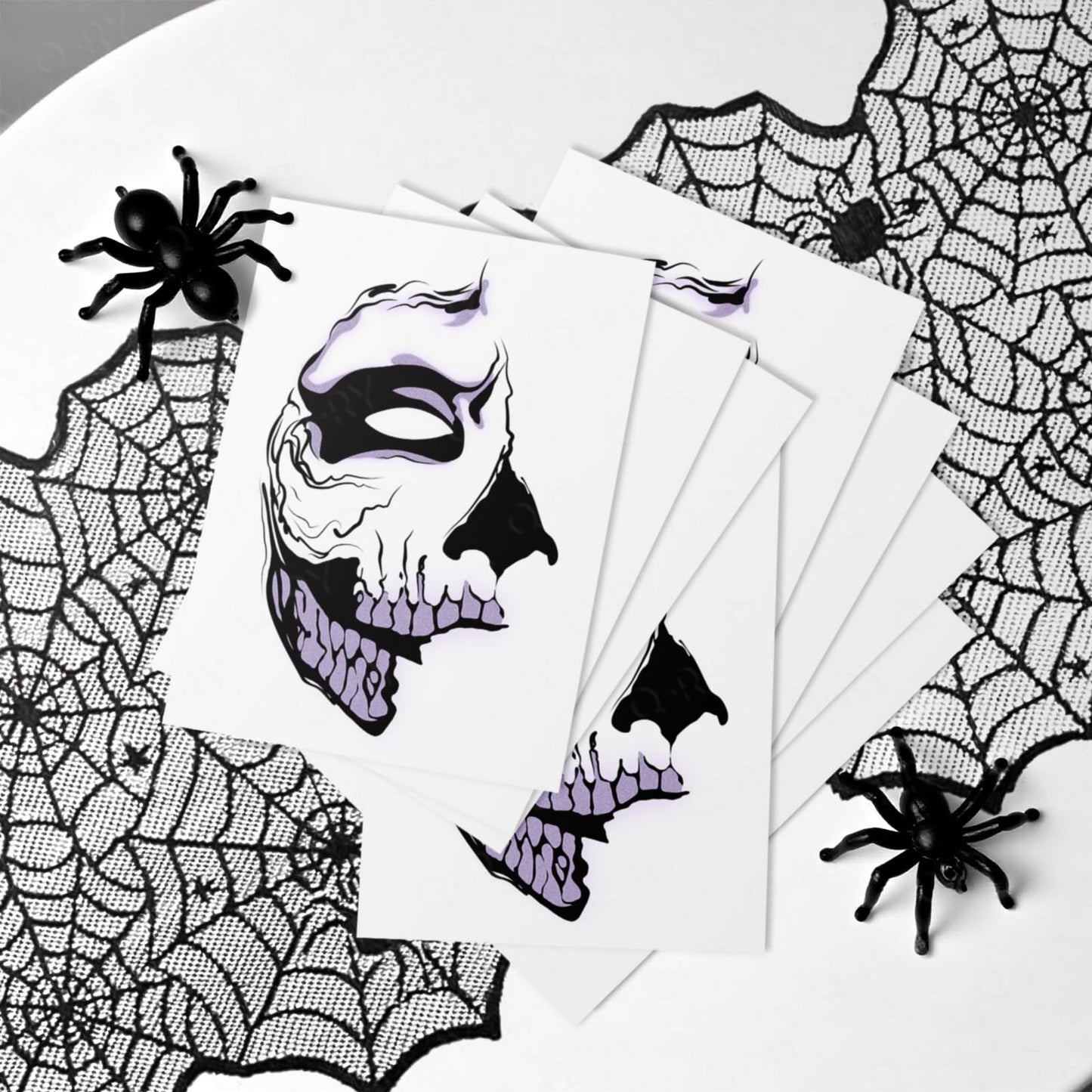 Halloween Scary Ghost Temporary Makeup Stickers Half Face Tattoo Patches Skeleton Eyeshadow Eyeliner Tattoos Zombie Decorations for Women Men Prank Cosplay Makeup Decals