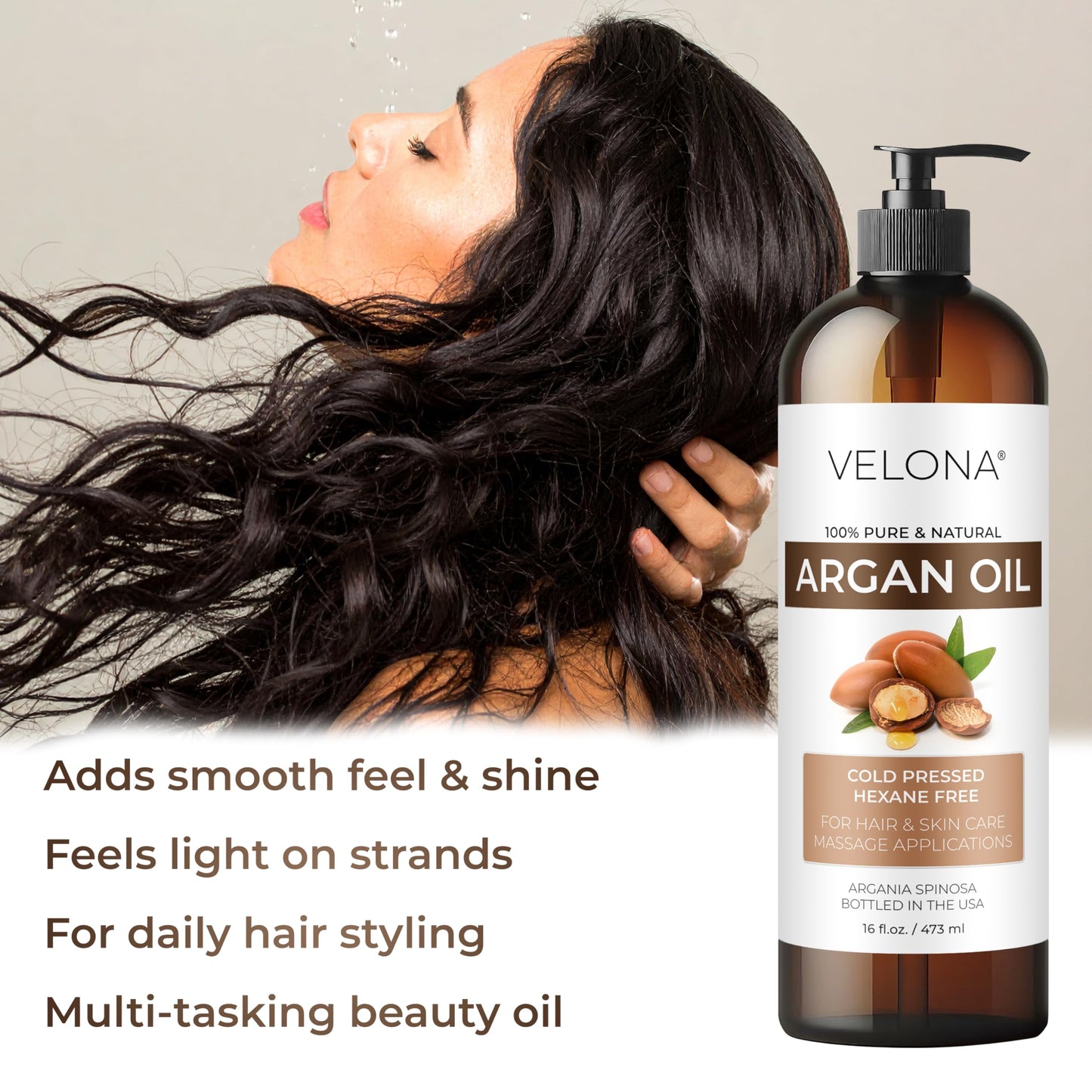 velona Argan Oil - 32 Fl Oz | 100% Pure and Natural | Morocco Oil | Skin, Body and Face Care | Nails Protector | Unrefined, Cold Pressed | Cap Kit