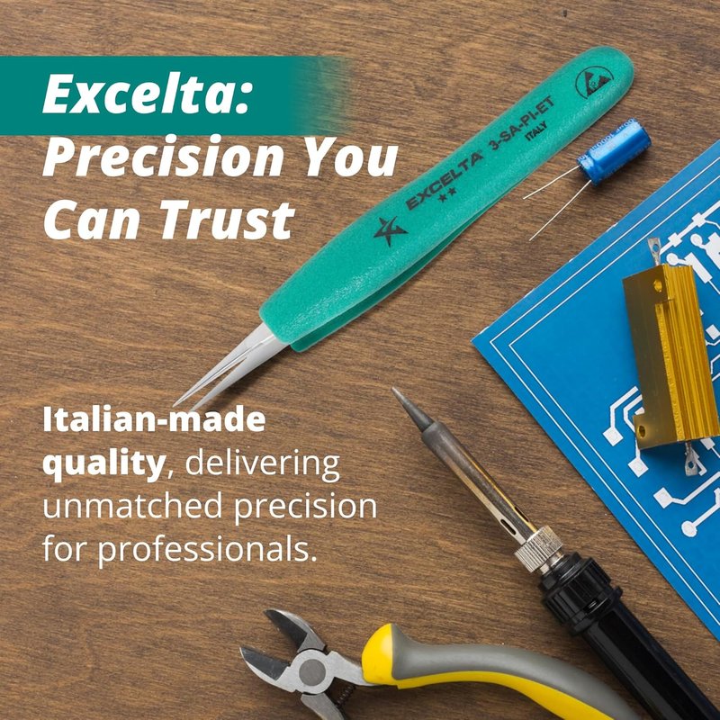 Precision Tweezers - ESD Safe Anti-Magnetic Stainless Steel - 5.25" OAL for Electronics & Lab Use | TealShield Grips