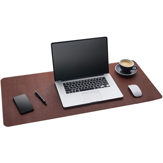 Gallaway Leather Desk Mat, Office Writing Desk Pad, Large 36" x 17" Dark Brown, for Top of Desks, Gift Ready Elegant Computer Desk Cover Protector PU Leather