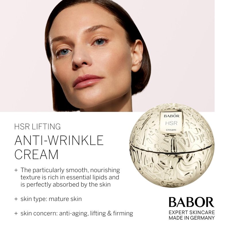 Babor HSR Lifting Anti-Wrinkle Cream - Travel Size Night Moisturizer for Fine Lines & Radiance | 0.5 oz