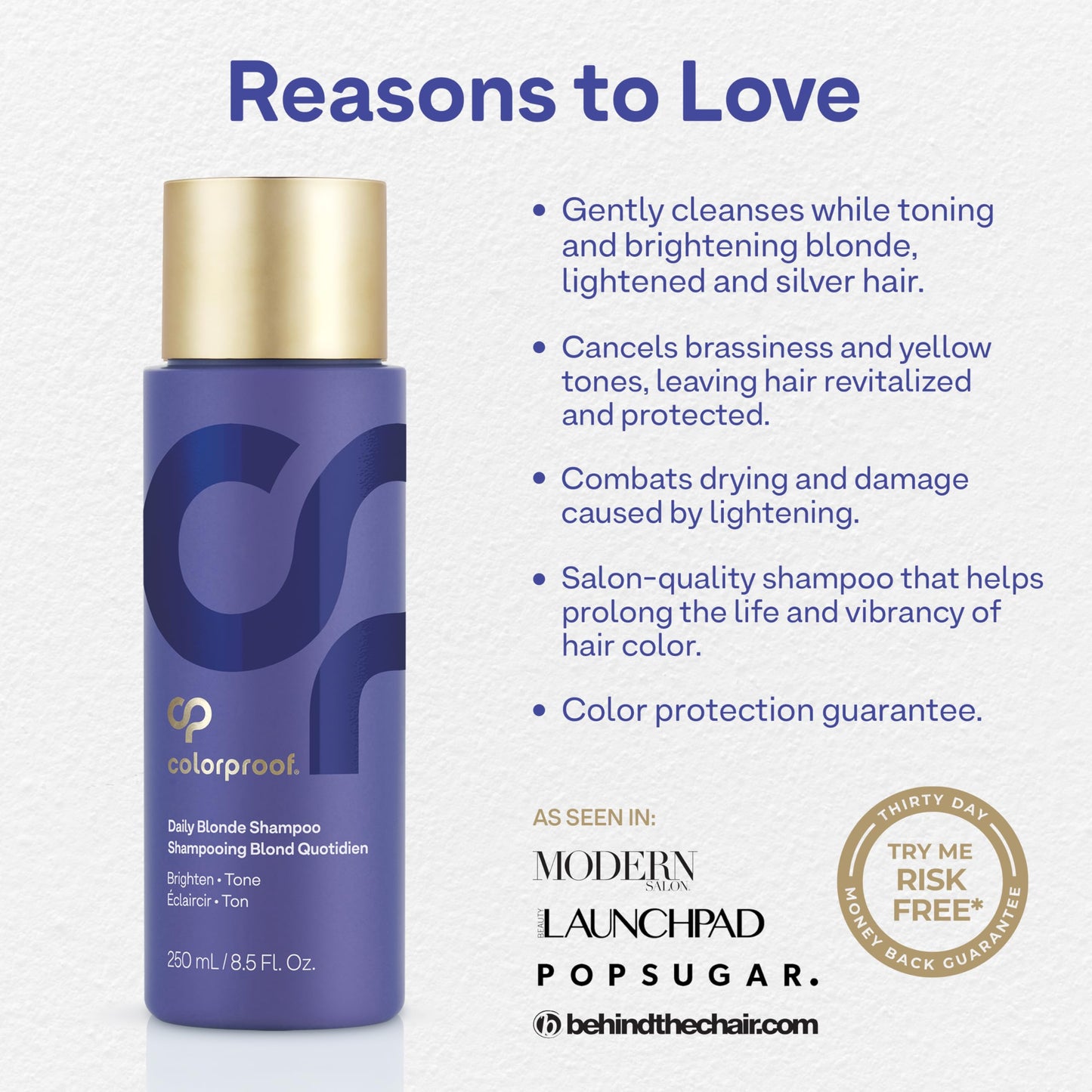 Colorproof Daily Blonde Shampoo 8.5 Fl. Oz. Sulfate Free Shampoo for Blonde Color Treated Hair with Citrus, Jasmine & Coconut Milk Scent for Cleansing & Toning