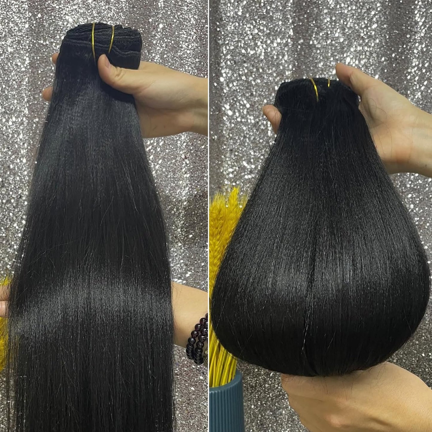 Clip ins Human Hair Remy Black Kinky Straight Clip in for Black Women Yaki Straight Clip in Hair