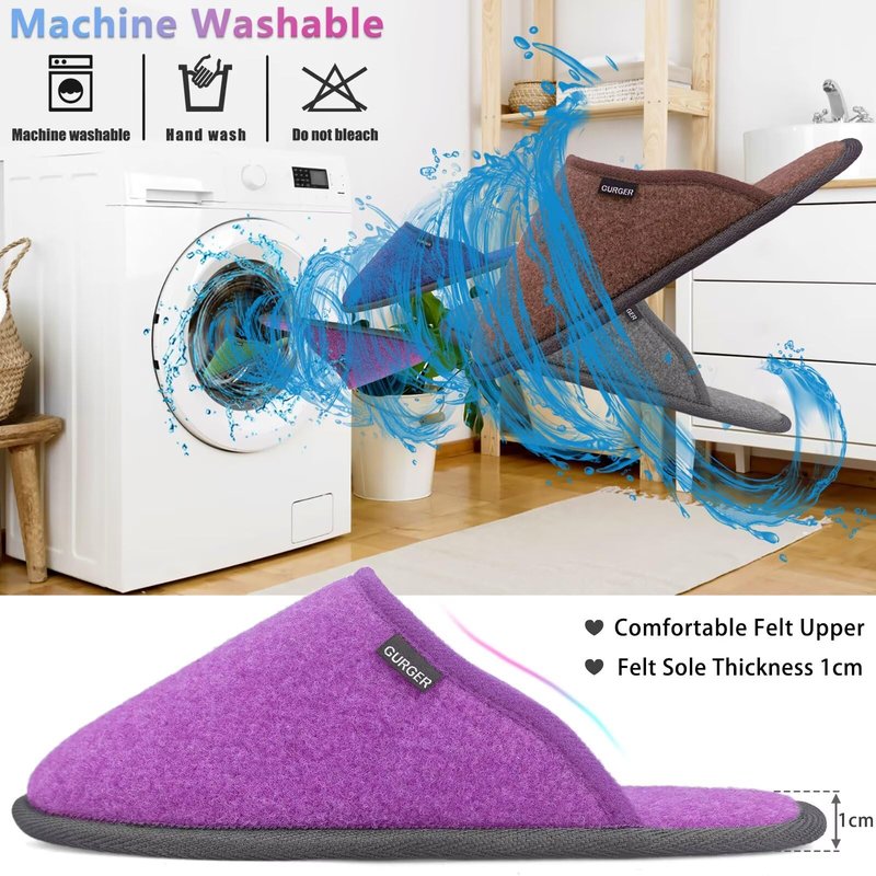 BUGUKI House Slippers for Guests Non-Disposable Washable Spa Slippers Set Non-Slip Felt for Spa, Hotel, Party Guest and Travel, Set of 4 Pairs