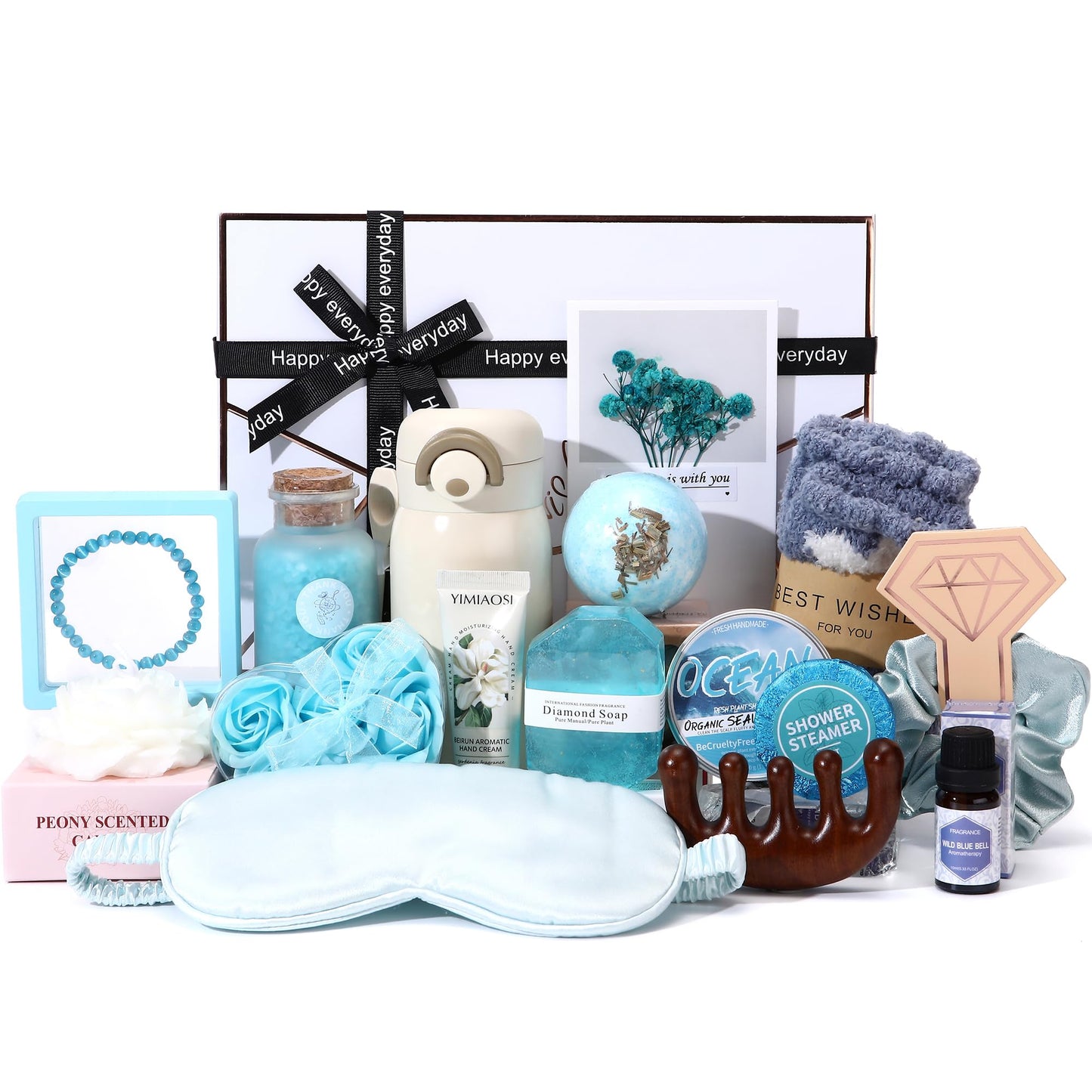 Sea Team 16-Pack Relaxing SPA Gift Set for Women, Valentine Day Gift, Shower Kit with Bath Bomb, Bath Salt, Handmade Soap, Cream, Essential oil, Gift Box Included, Rose