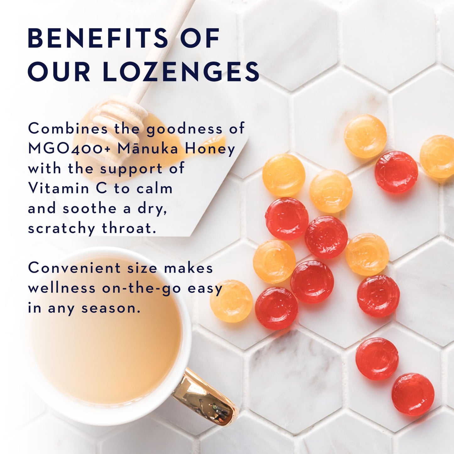Manuka Health Manuka Honey Lozenges – 15 Lemon and Ginger Flavored Lozenges – Natural Throat Lozenges Infused with Raw Manuka Honey and Vitamin C for Immune Support