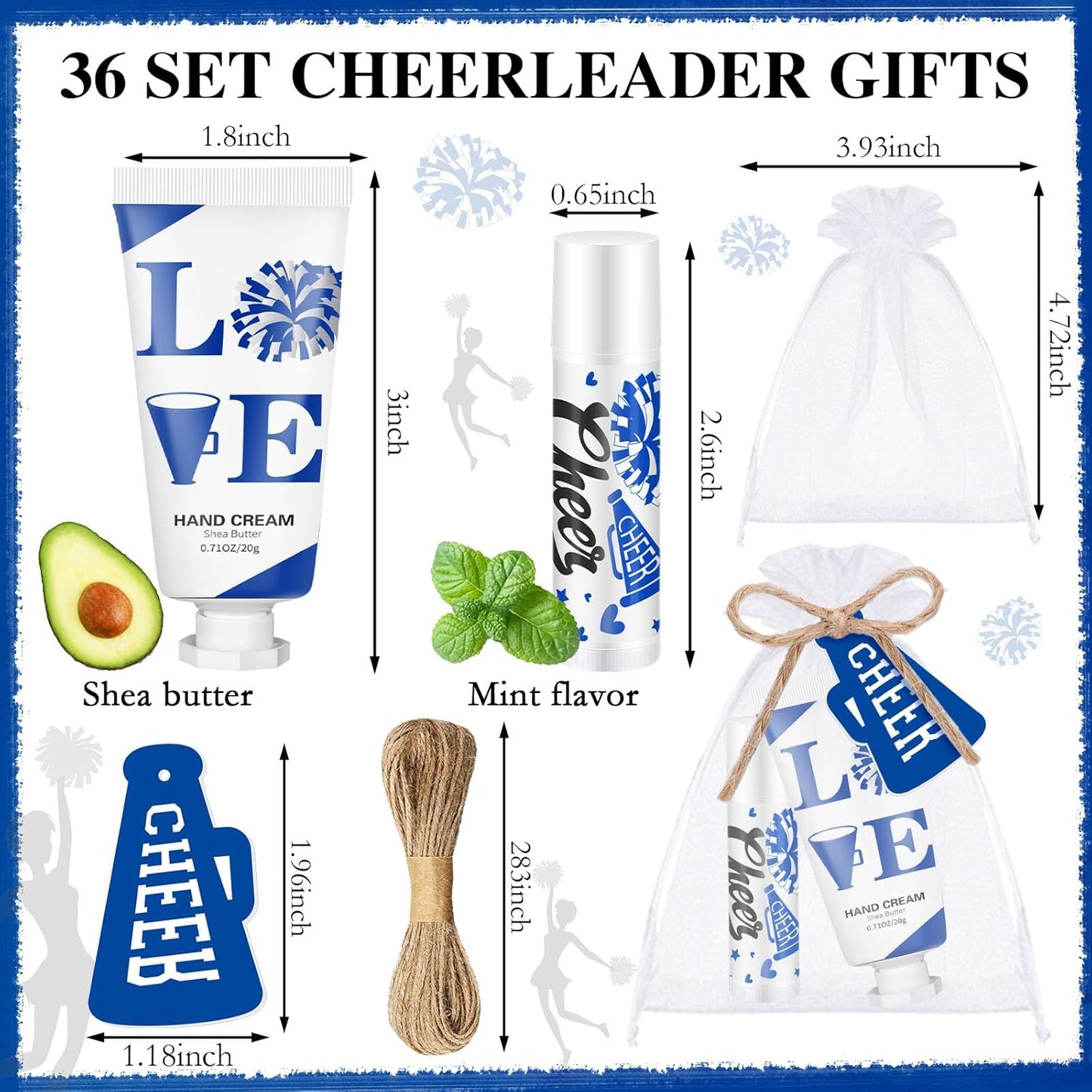 Cheer Lip Balm & Hand Cream Set - 144 Pcs Party Favors | Includes 36 Lip Balms, 36 Hand Creams, Bags & Cards