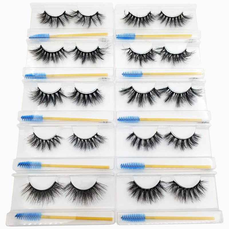 Wholesale lashes, Faux Mink lashes bulk, 30 pair 10 Styles Lashes with lash brush, 15-22mm Fake Lashes, Fluffy Wispy Natural Volume Lashes, Handmade Reusable Soft lashes, Lashes Bulk