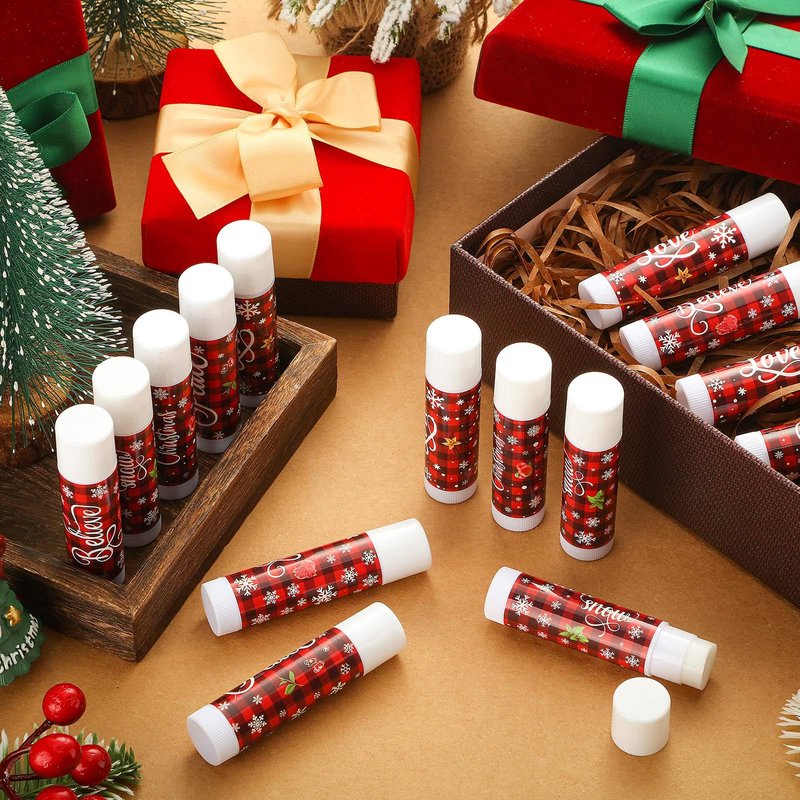 50 Pcs Christmas Lip Balm Bulk Christmas Gifts Stocking Stuffers Xmas Party Favors Holiday Lip Balm Employee Appreciation Gifts for Staff Team Coworkers Thank You Teacher Nurse