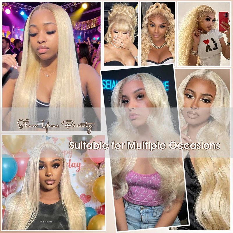 Frealhd 613 Blonde Body Wave Bundles Human Hair 16 Inch, 100% Virgin Human Hair 1 Bundle No Synthetic Blend, Triple Lifespan Salon Grade Remy Hair Extensions For Women