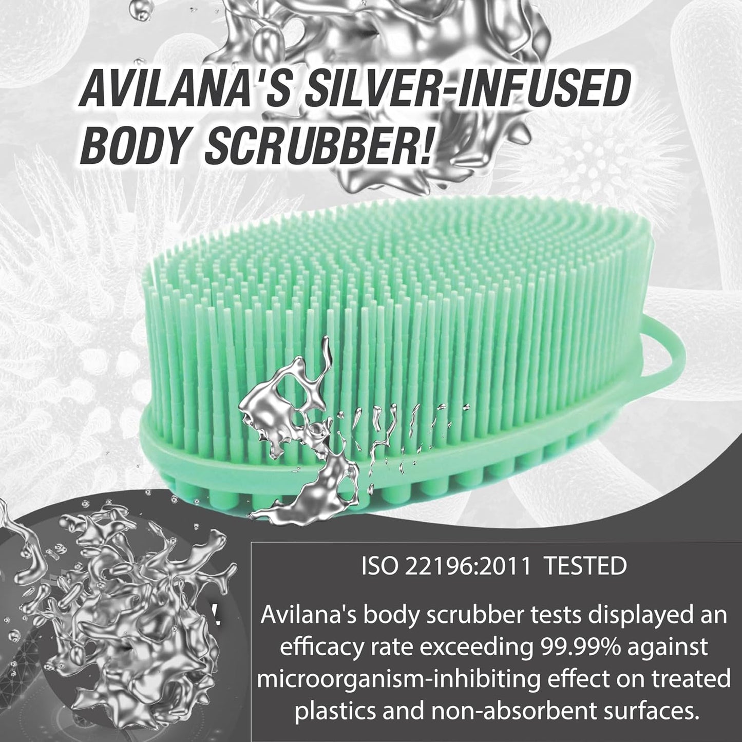 Silver-Infused Silicone Body Scrubber Bundle - Serene Green & Lavender Dual-Tone Set