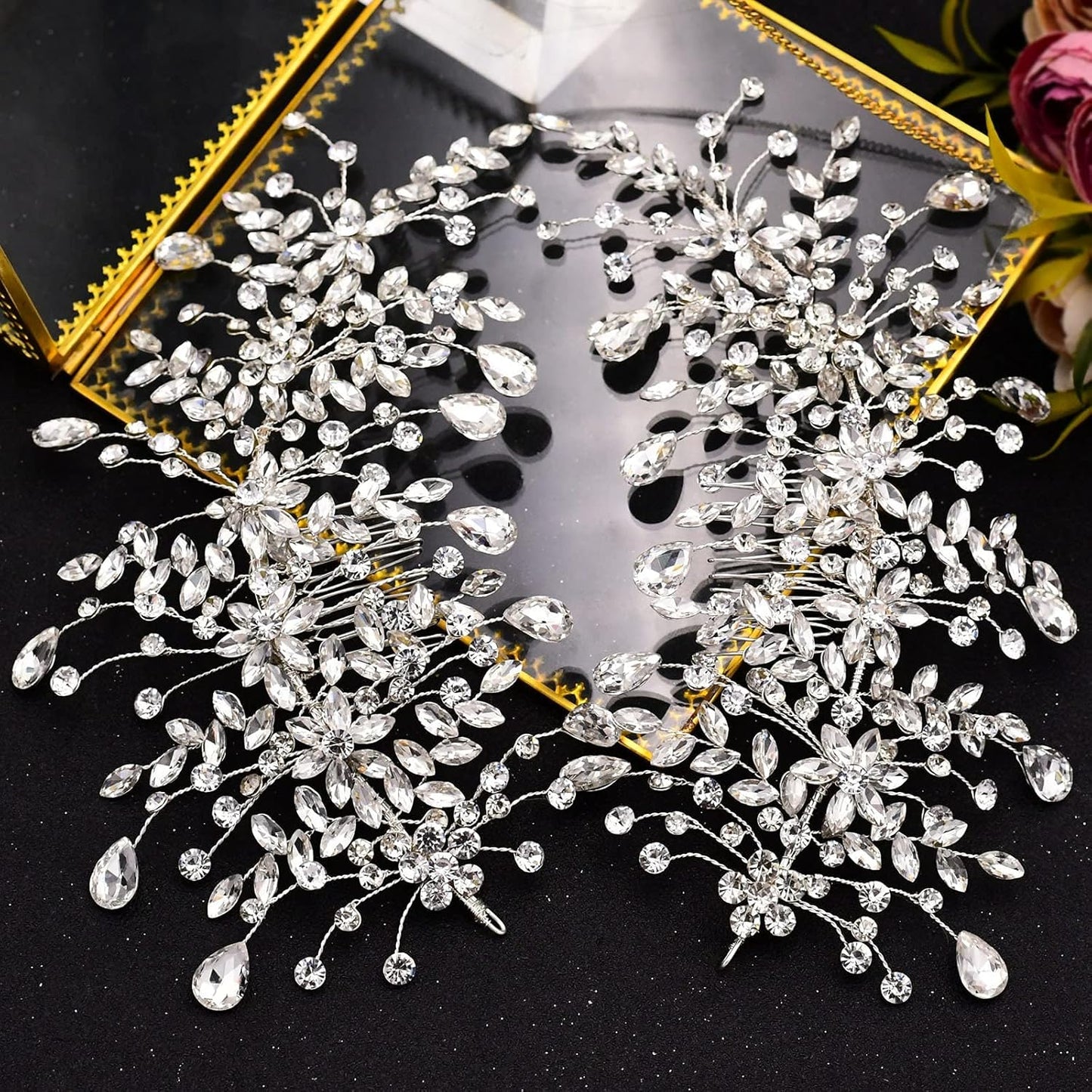Bridal Tiara - Silver Rhinestone Hair Accessory for Weddings | Elegant Hair Comb for Bridesmaids