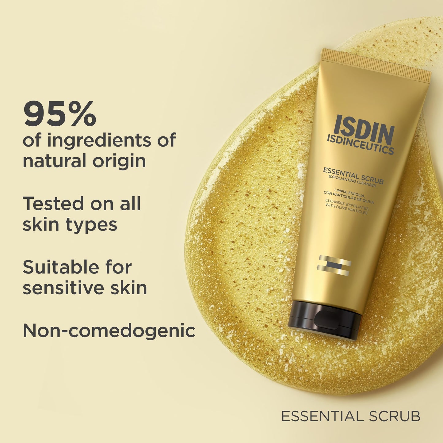 ISDIN Isdinceutics Essential Scrub, Daily Cleansing Gel with Gentle Exfoliating Particles, 100g