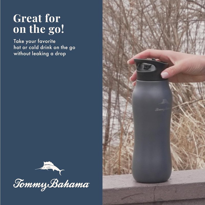 Tommy Bahama Vacuum Insulated Water Bottle - 28oz Double-Wall Stainless Steel, BPA Free | Americana Navy, Keeps Drinks Hot for 6 Hours, Cold for 12 Hours