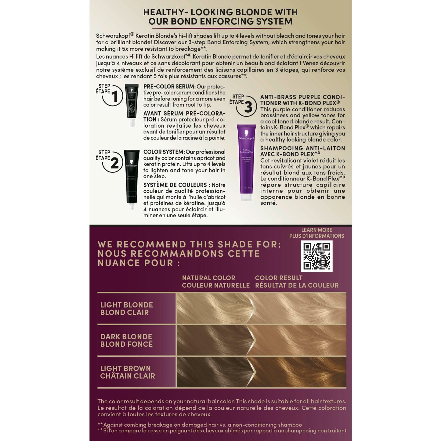 Schwarzkopf Keratin Blonde Hair Dye, 11 High Lift Natural Blonde, Professional Quality Permanent Hair Color, Bond Enforcing System, Pre-Color Serum & Purple Conditioner Included