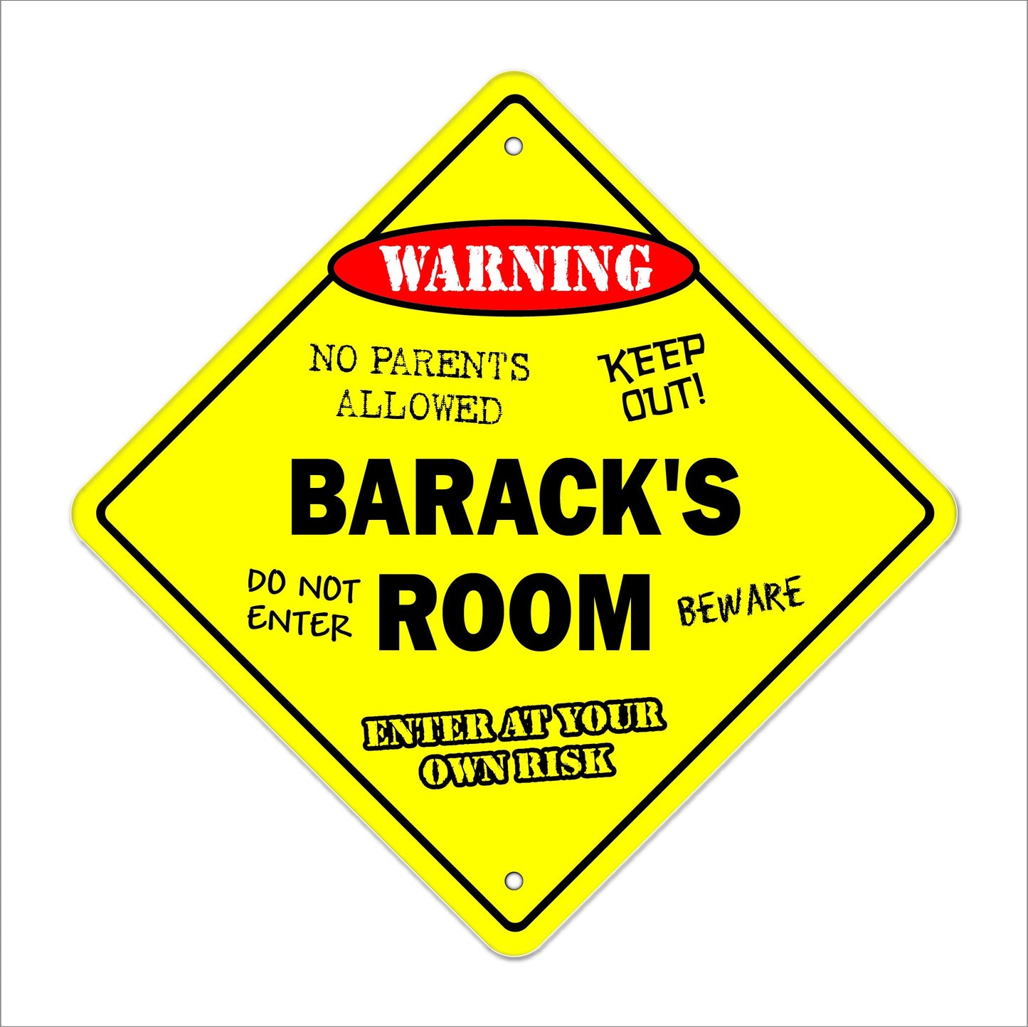 Barack's Room Sign Crossing Zone Xing | Indoor/Outdoor | 12" Tall Kids Bedroom Decor Door Children's Name boy Girl