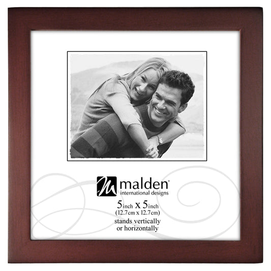 Malden International Designs Dark Walnut Concept Wood Picture Frame, 5x5, Walnut