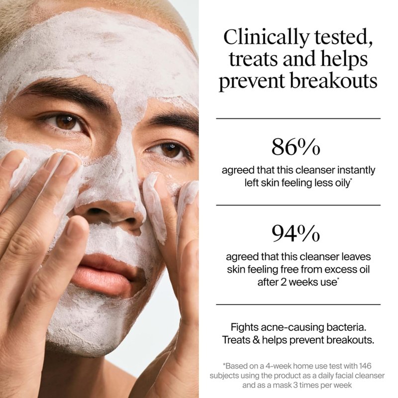 Neutrogena Evenly Clear Acne Cleansing Face Mask - 3.5% Benzoyl Peroxide & Bentonite Clay | 4.2 fl. oz for Clearer Skin