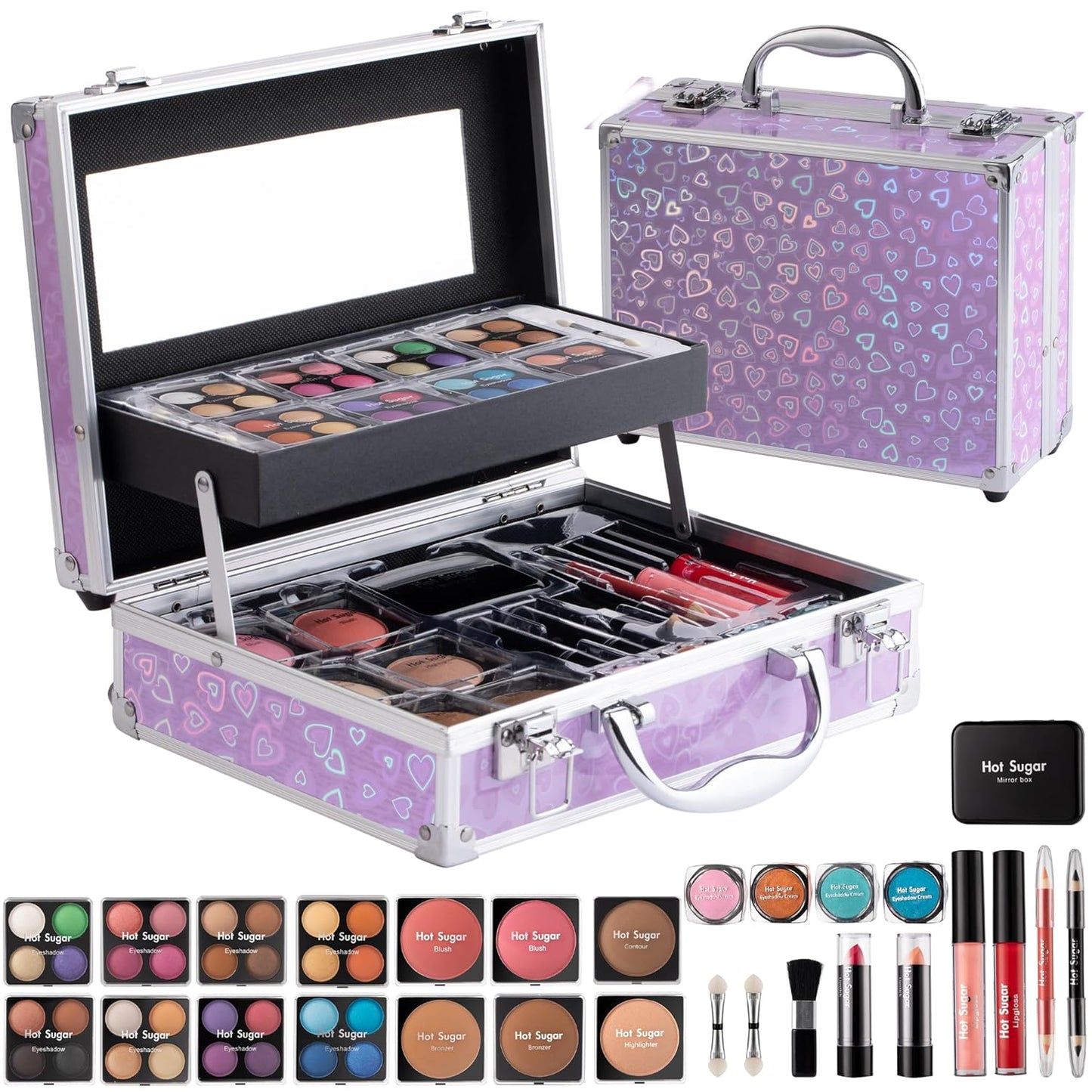 Ultimate All-in-One Makeup Kit for Teen Girls | 52 Shades & Accessories - Perfect Gift Set (Purple Love)