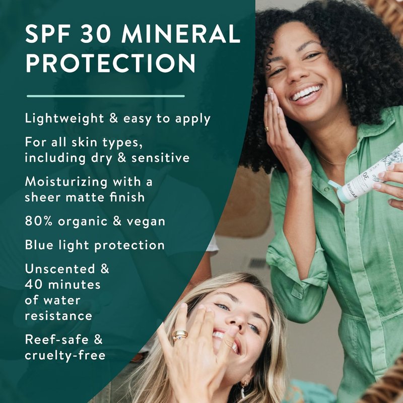 Zinc Oxide Face Sunscreen SPF 30 - Lightweight, Matte Finish, Vegan | 1.7 fl oz, 2-Pack