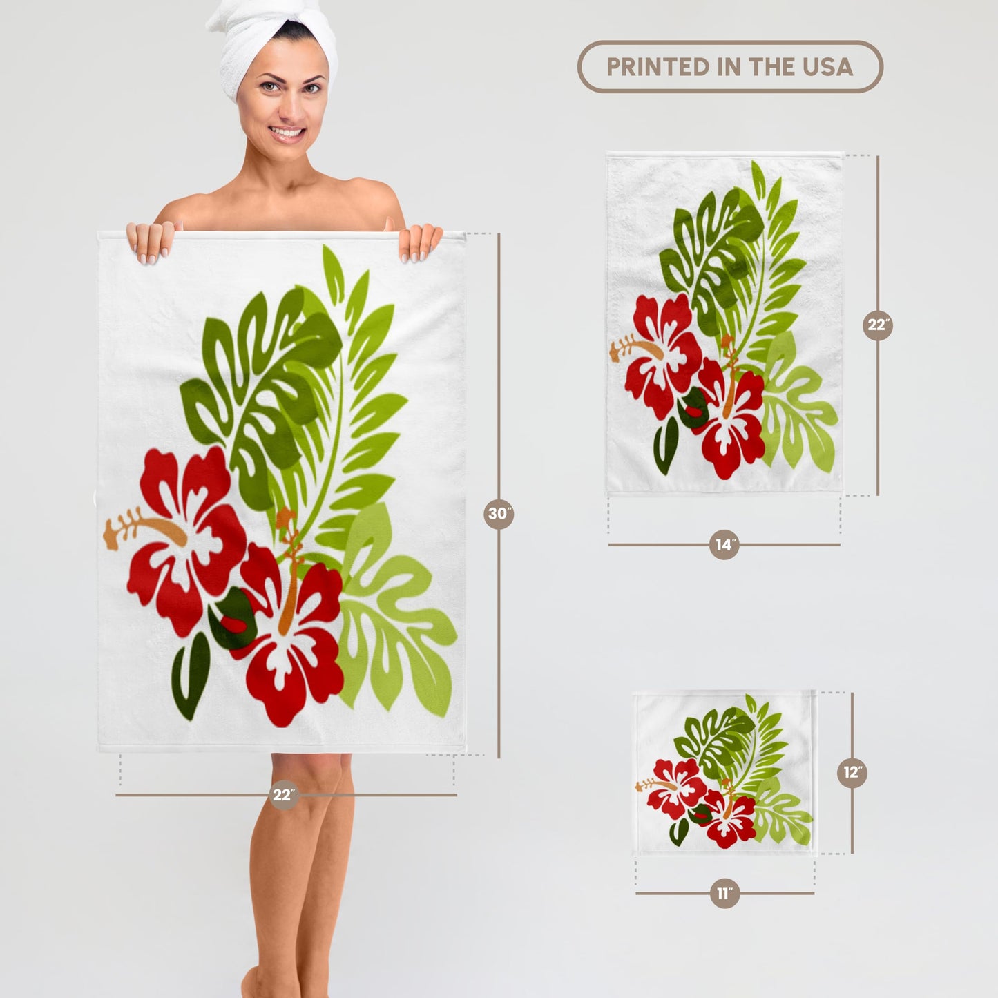 3D Rose TWL_41559_1 Hawaiian Hibiscus n Leaves Print, 15" x 22"
