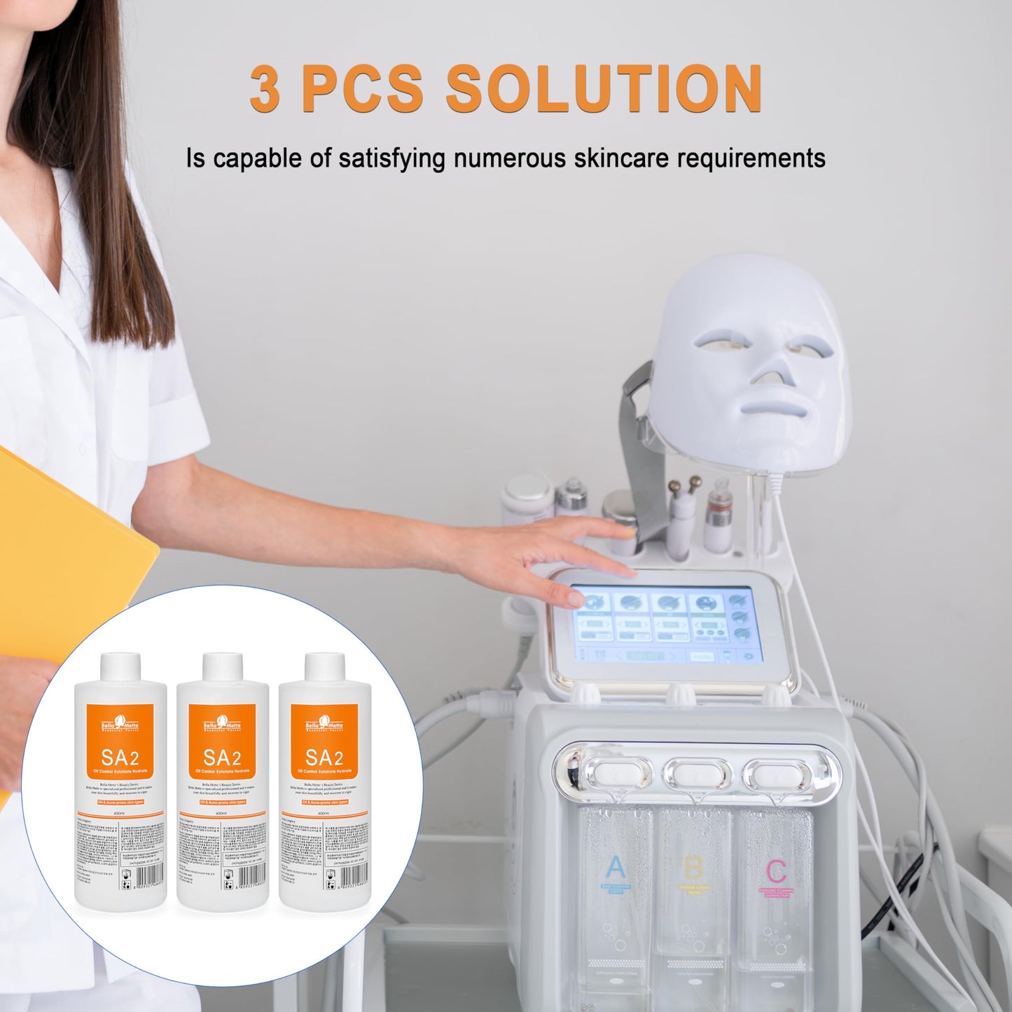 AS1 SA2 AO3 Aqua Peeling Solution Skin Care Aquapeel Serum for Facial Dermabrasion Machine Cleansing and Moisturizing 400ml/14.1Fl.oz Set of 3 Bottles SA2 Elitzia ETSA02