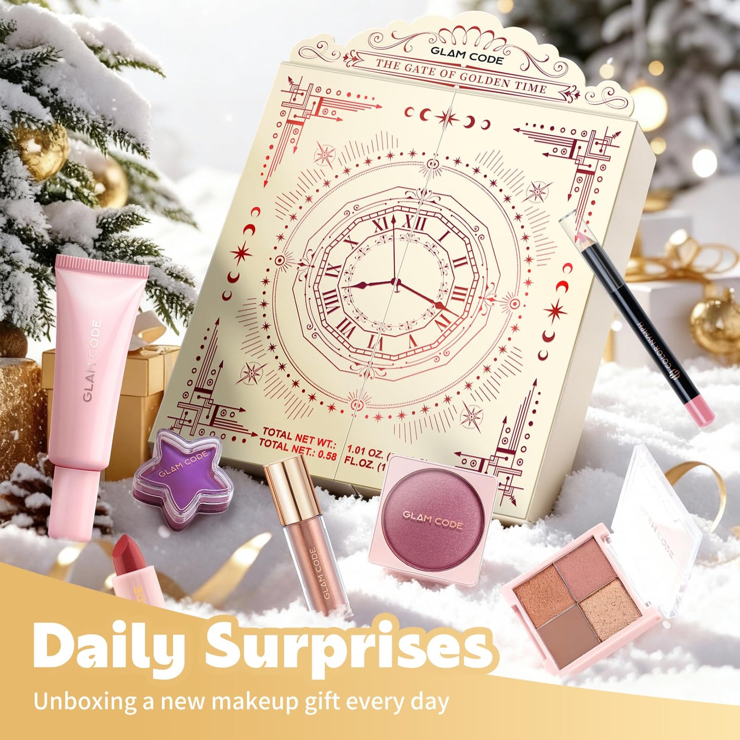 Glam Code Makeup Advent Calendar 2025, 24 Days Beauty Gift Set for Teen Girls Women - Christmas Countdown Calendar Beauty & Cosmetics Holiday Surprise Make Up Gift Kits