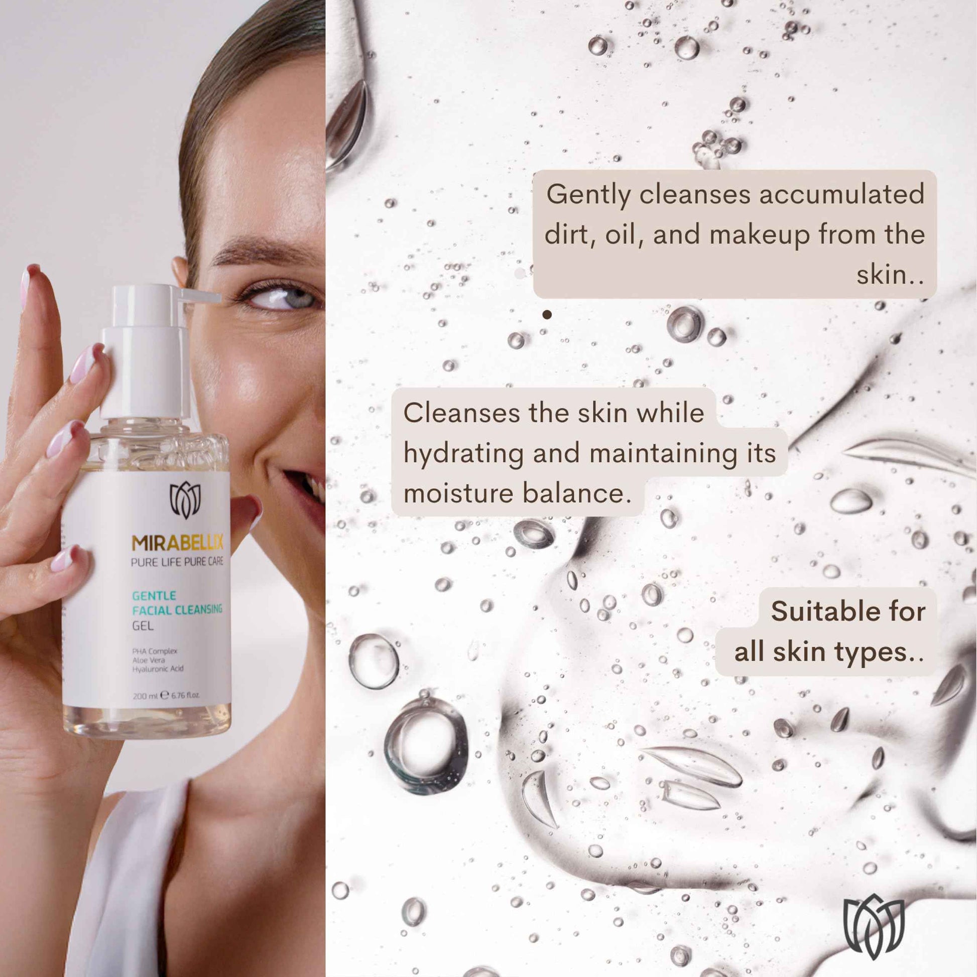 Gentle Foaming Face Wash Gel with PHA Complex, Aloe Vera, Hyaluronic Acid & Niacinamide – Hydrating Facial Cleanser for All Skin Types | Soothing, Purifying & Moisturizing | 6.76 fl. oz (200 mL)