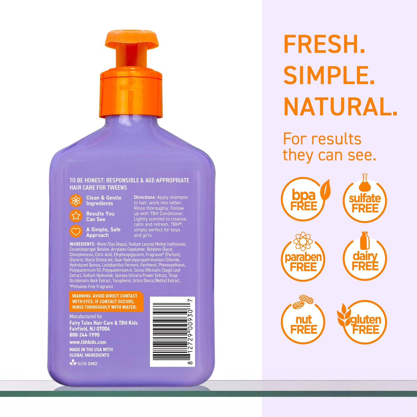 TBH Teen & Kids Shampoo - Lightweight and Detangling Hydrating Hair Shampoo for Dry, Oily, Fine, Curly, and All Hair Types - Tween and Kids Shampoo - Sulfate, Paraben Free- 32 oz