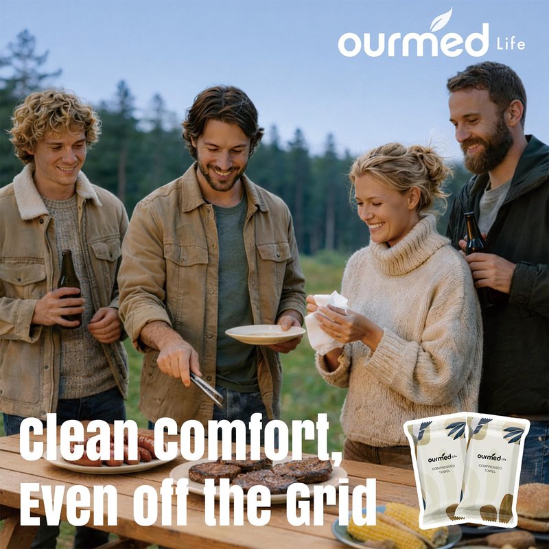 Ourmed Life Compressed Towel Tablets – Portable, Individually Wrapped Disposable Washcloths,Quickly Expand with Water, Soft & Lint-Free, 12‘’x10‘’ for Travel, Camping, Hiking, Backpacking (112 Ct)