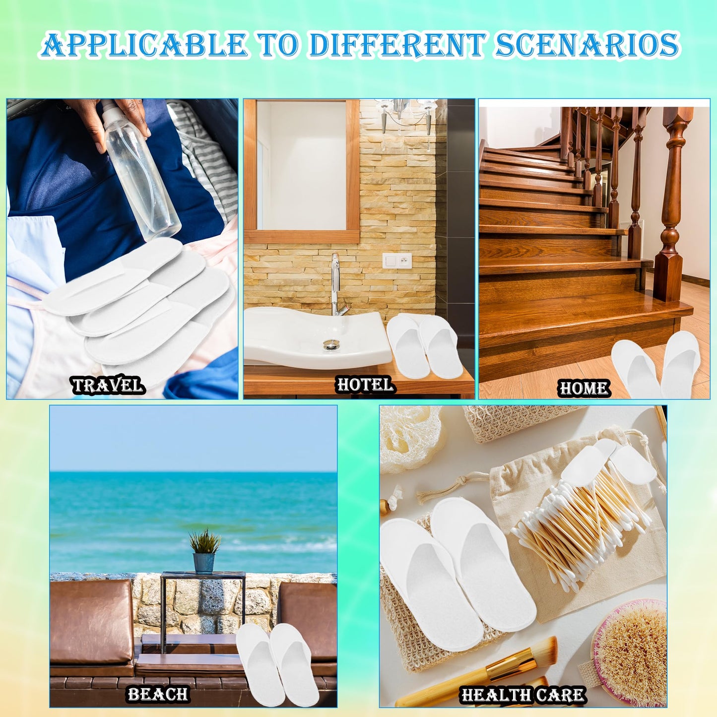 50 Pairs Disposable Slippers for Guests White Non-Slip Cotton Slippers Bulk for Women Men Hotel Spa Travel Shoeless Home