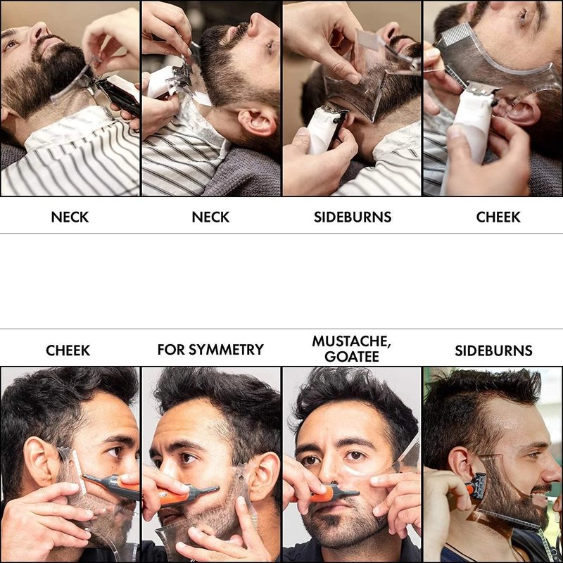 MIKEBE Beard Shaping & Styling Tool With Comb for Perfect line up & Edging For Men's Jaw Cheek/Neck Line, Symmetric/Curve/Step Cut Works with Any Beard Razor Electric Trimmers or Clippers