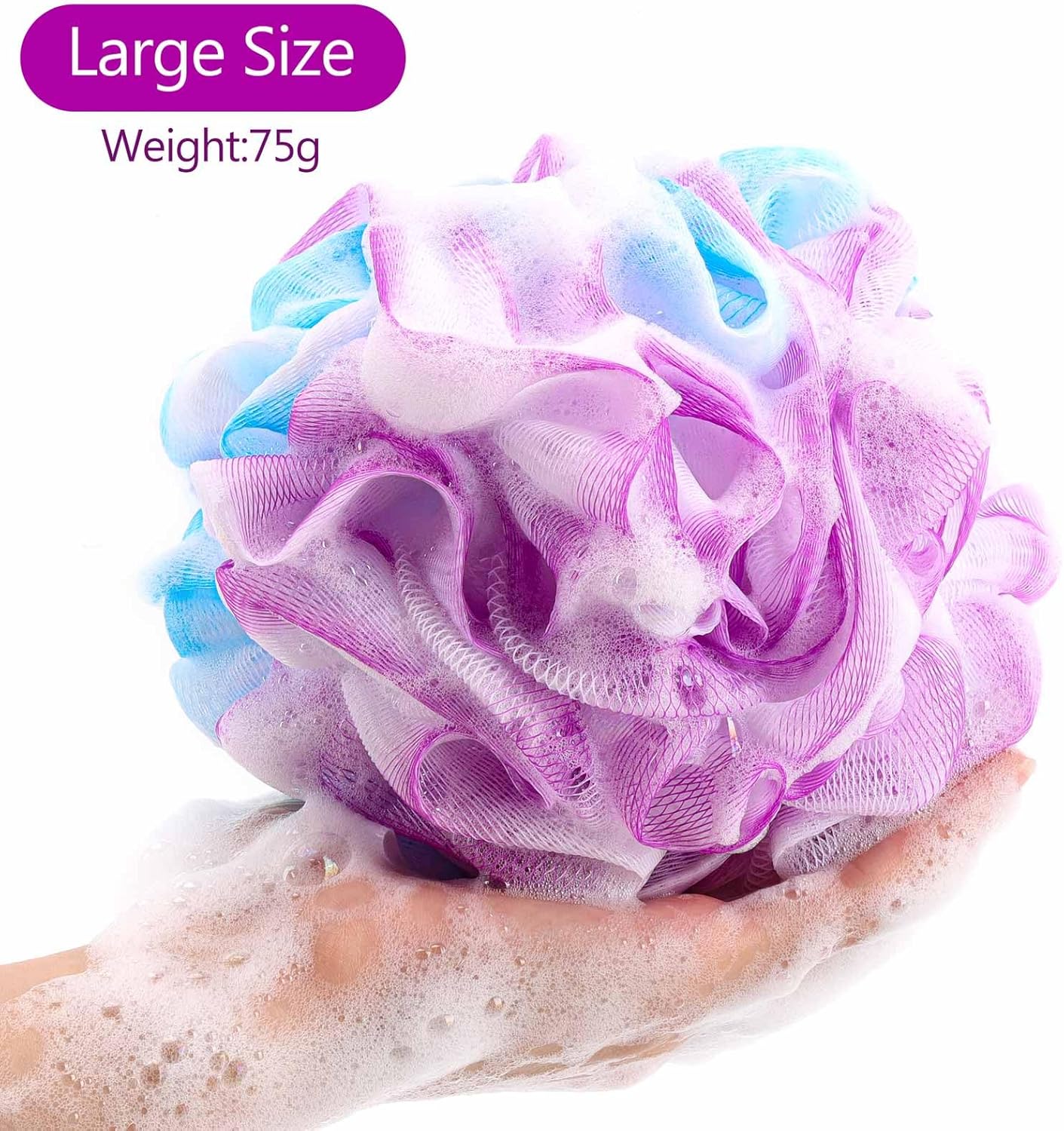 BTYMS Loofah Sponge 60 Gram Shower Pouf Bath Scrunchies Shower Puff Exfoliating Body Wash Scrubber Bath Puffs for Washing - Set of 4