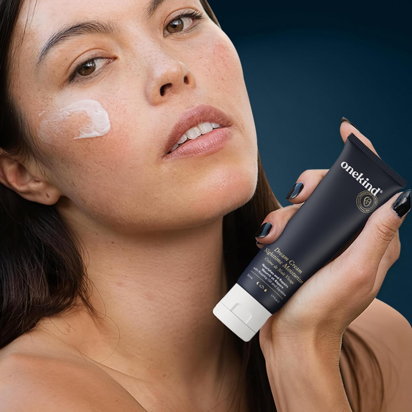 Onekind Night Moisturizer - Hydrating Dream Cream for Wrinkles & Anti-Aging | 1.7 oz, Squalane & Rosehip