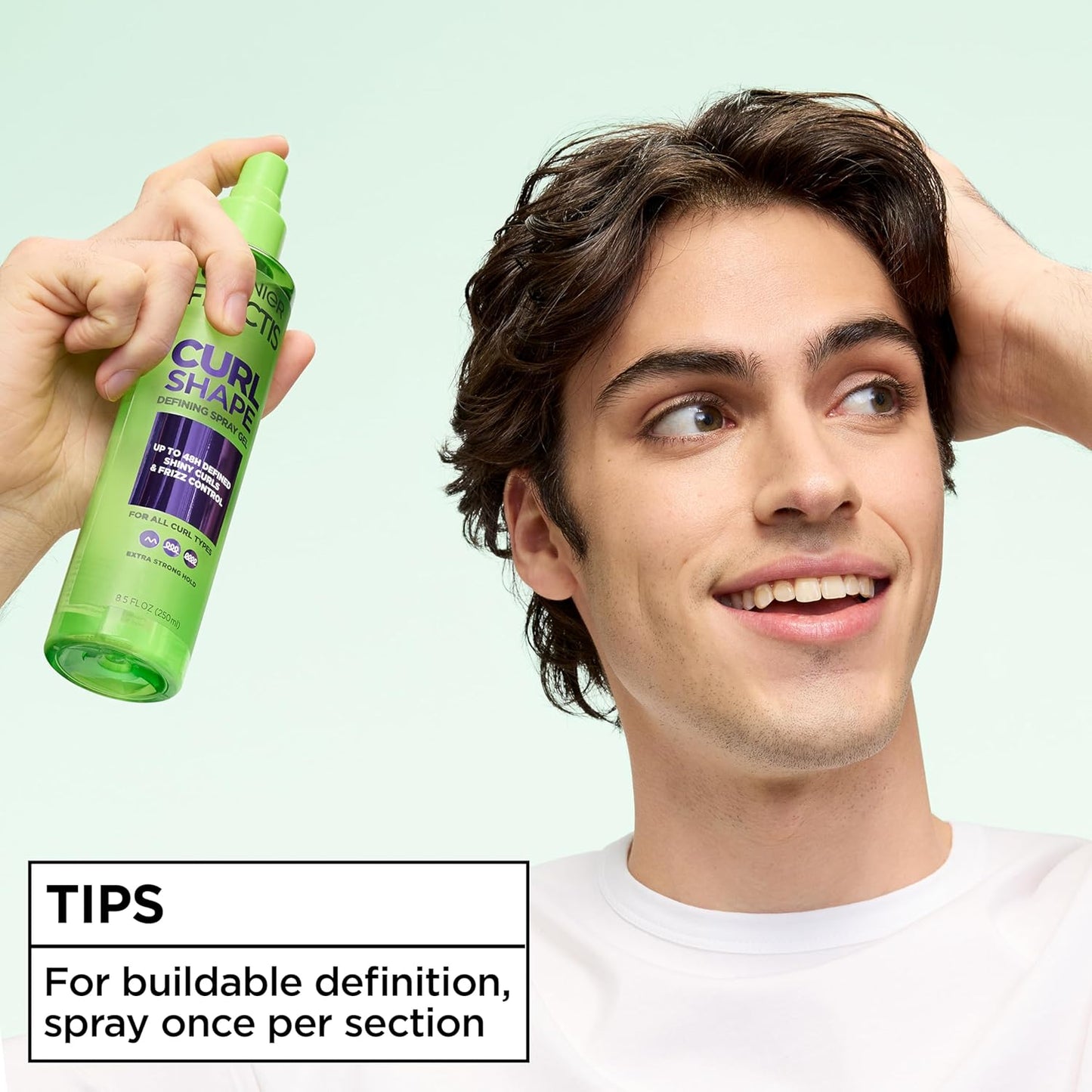 Garnier Fructis Curl Shape Defining Spray Gel - Strong Hold Frizz Control for Curly Hair | 8.5 fl oz, 3 Pack