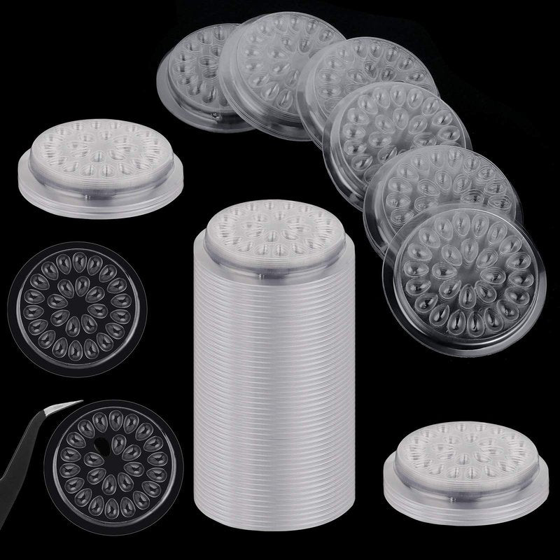 200 Pieces Disposable Glue Pad Transparent Flower Shape Glue Pallet Pad Lash Holder Tray Tools Pigment Holder Base for Eyelash Extension