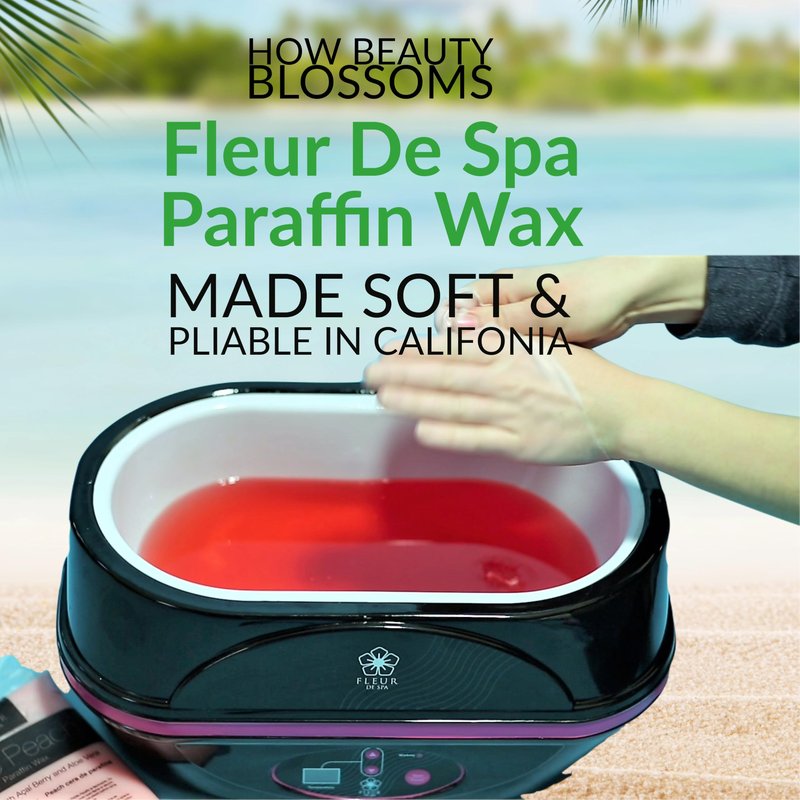 Paraffin Wax Refills 4lb by FLEUR DE SPA – Made in USA – Infused with Coconut & Jojoba Oils – Moisturizing, Hydrating & Soothing for Hands, Feet & Body – Spa & Home Use (4lb box, Peach)
