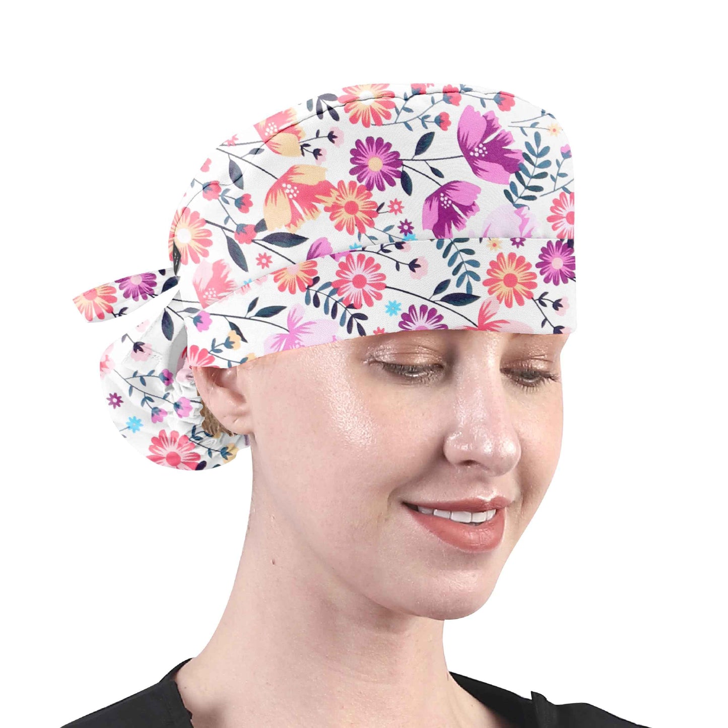 GUOER Long Hair Working Cap for Women Scrub Caps Can Store Long Hair Caps One Size (LH03C)