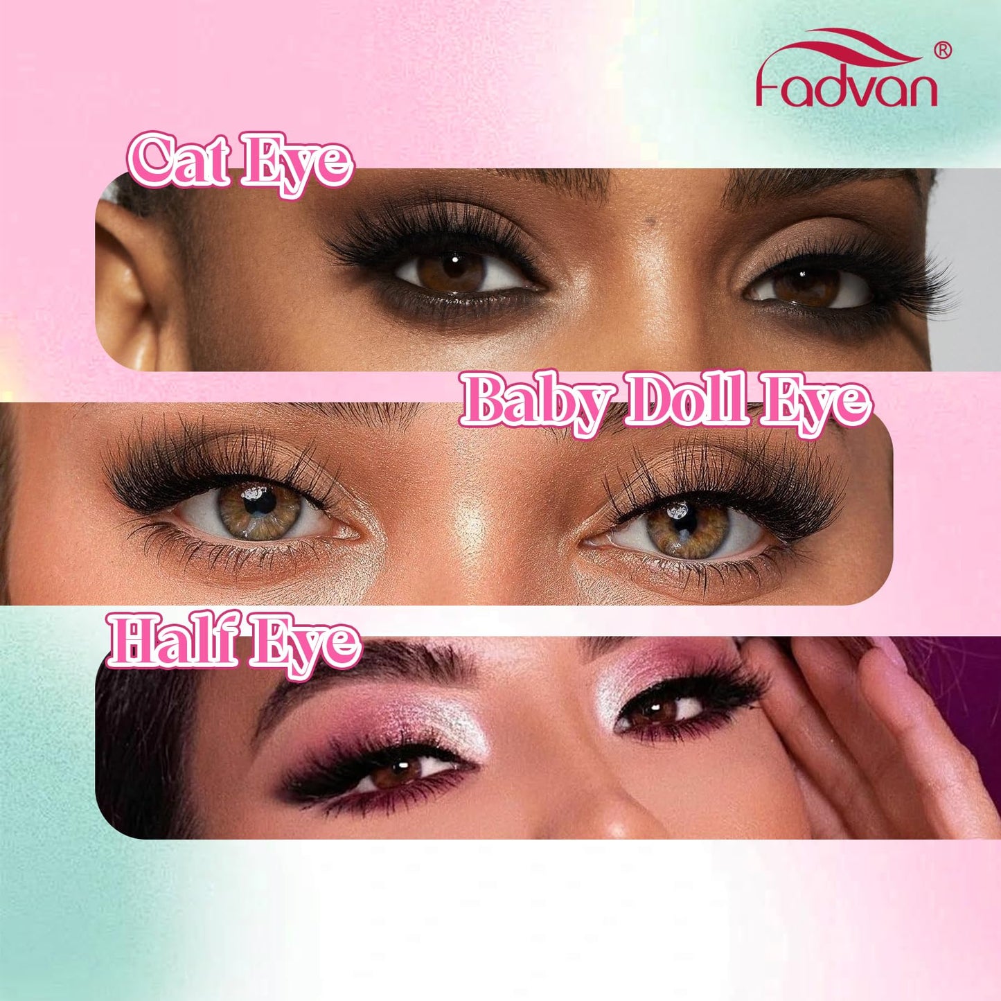 FADVAN 100D 3D Wispy Lash Clusters 280pcs, C Curl 8-16mm Individual False Eyelashes, Natural DIY Cluster Extensions for Beginners