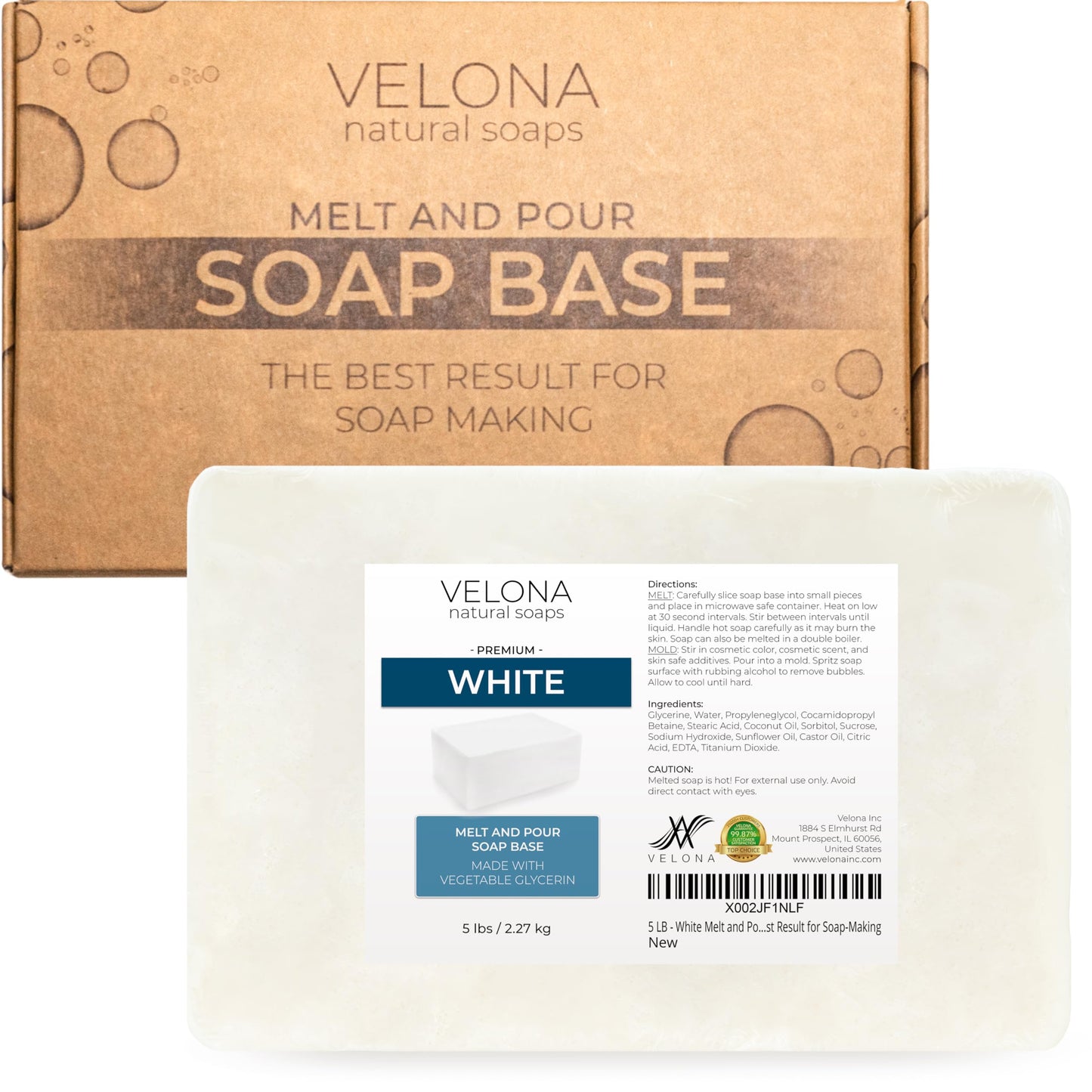 velona 5 LB - White Melt and Pour Soap Base SLS/SLES free | Natural Bars for The Best Result for Soap-Making