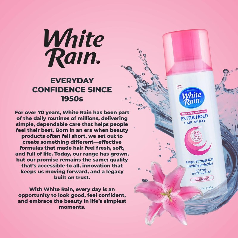 White Rain Hairspray for Women Extra Hold, 6-Pack - Scented, Strong 24-Hour Hold, Humidity & Frizz Control, Fast-Drying, Paraben-Free, Gluten-Free, 7 oz Aerosol Hair Spray for Women
