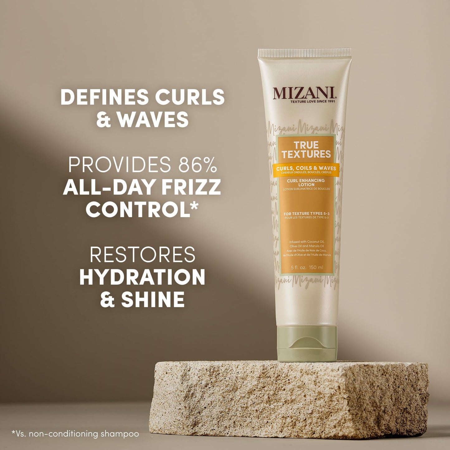 Mizani True Textures Curl Enhancing Leave In Conditioner - Moisturizing Curl Cream, Smooths and Adds Hair Shine, With Coconut Oil, For Natural & Curly Hair