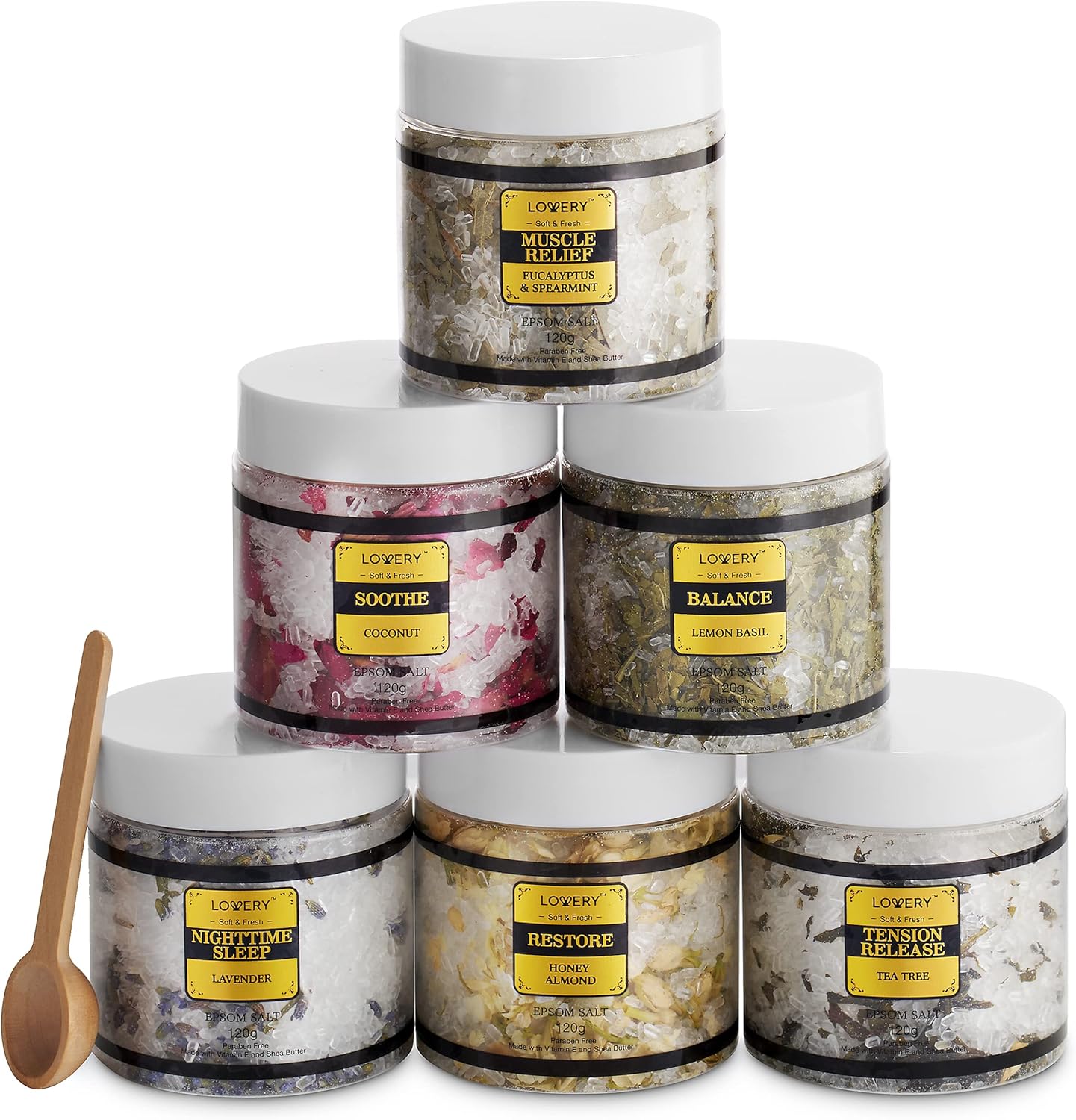 Spa Gift Basket for Women - Epsom Bath Salts & Essential Oils | Lavender, Eucalyptus, Lemon, Coconut, Tea Tree, Honey Almond