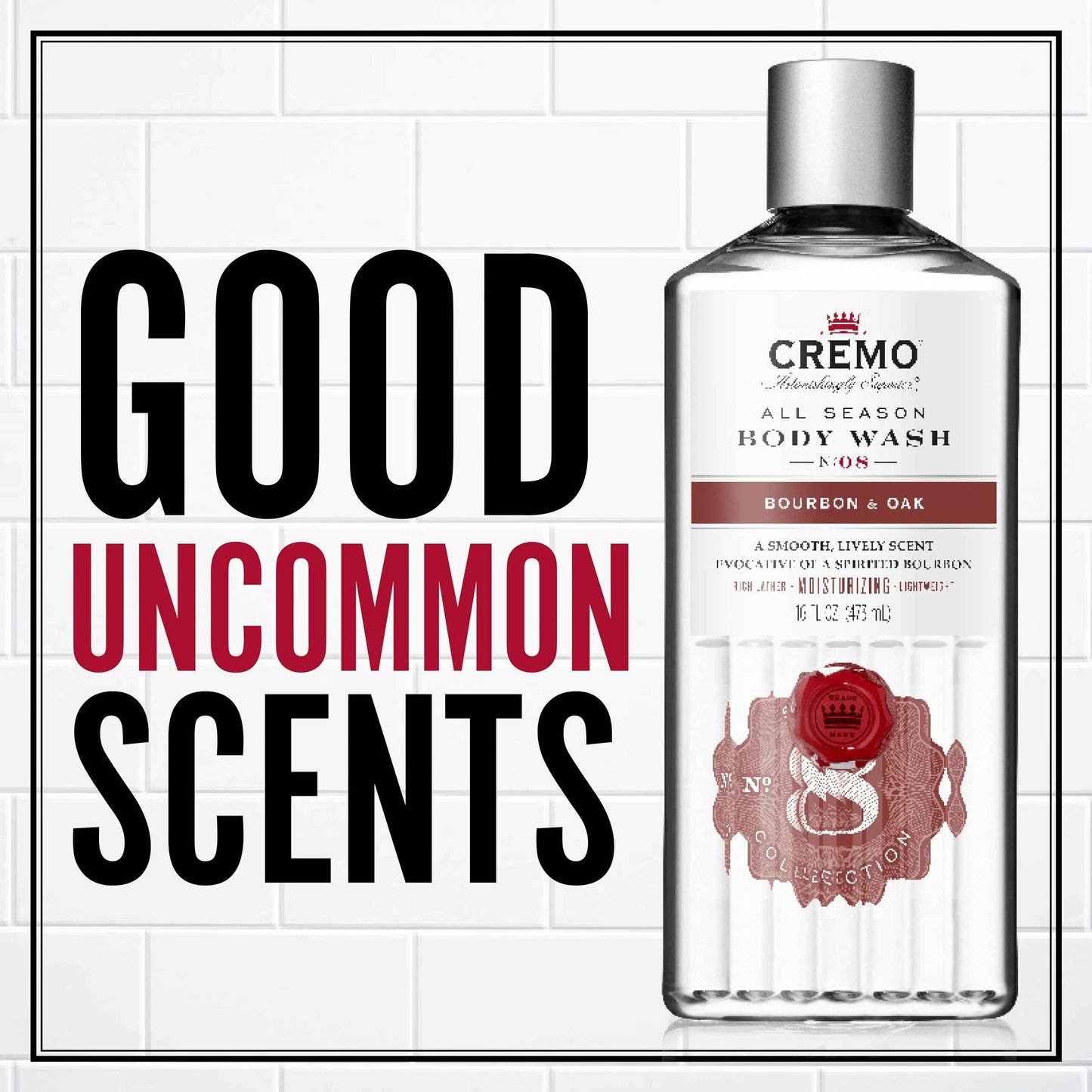 Cremo Men's Body Wash Bundle with 16 Fl Oz Sage & Citrus and 16 Fl Oz Bourbon & Oak Scents