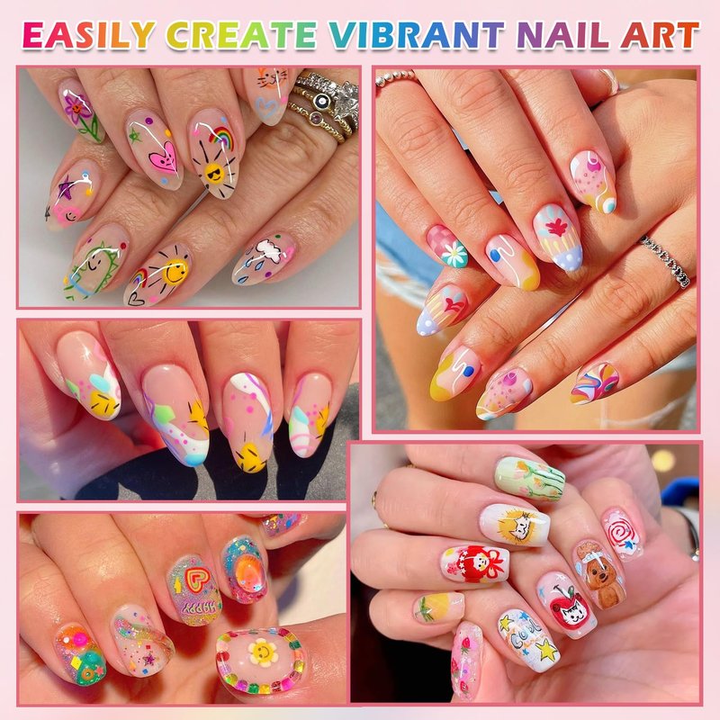 AOAZXBB 12 Colors Nail Art Pens Set Nail Polish Pens, Waterproof Quick-Drying Acrylic Paint Nail Art Markers for Home & Salon DIY
