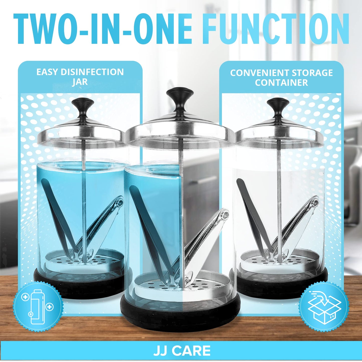 Disinfectant Jar (21 oz) - Barber Disinfectant Jar Glass, Sanitizer Container with Lid for Barber Shop, Barbershop, Salon Tools