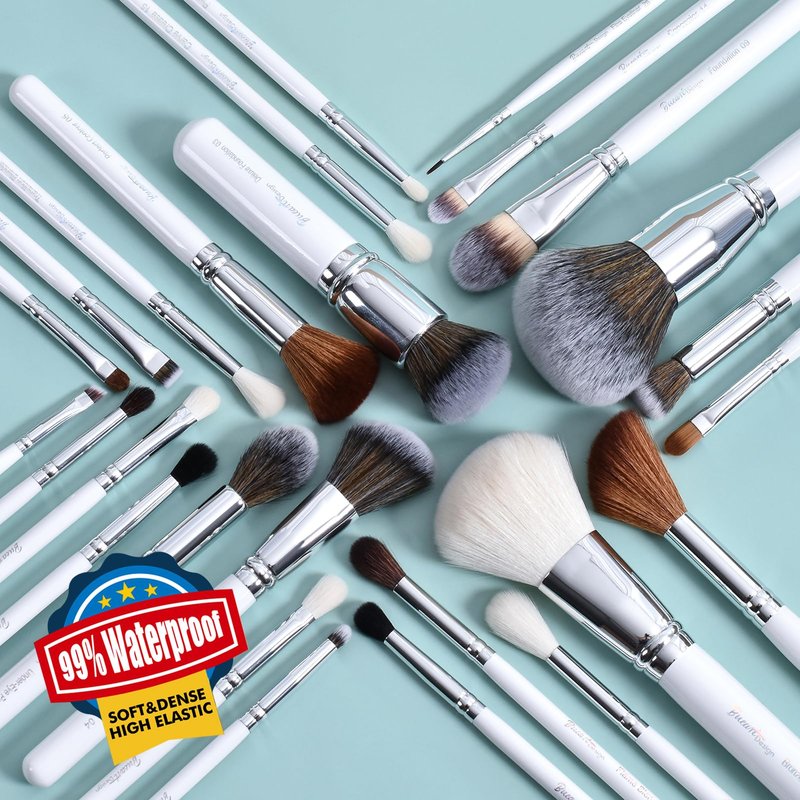 Professional Makeup Artist Brushes Set 26Pcs Real Natural Goat Hair Labeled White Makeup Brush Set with Foundation Powder blush concealer blending eyeshadow contour make up brushes set