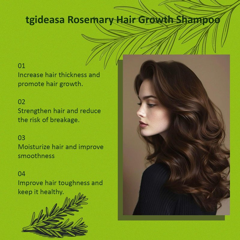 TGIDEASA Organic Rosemary & Biotin Hair Growth Shampoo,New Rosemary & Hydrolyzed Keratin Hair Growth Shampoo,Thickening & Strengthening for Thinning & hair Loss,8.45floz (1PCS)